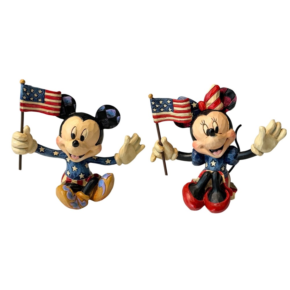 Disney Traditions Mickey Minnie Mouse Patriotic Figurine Jim Shore USA Flag